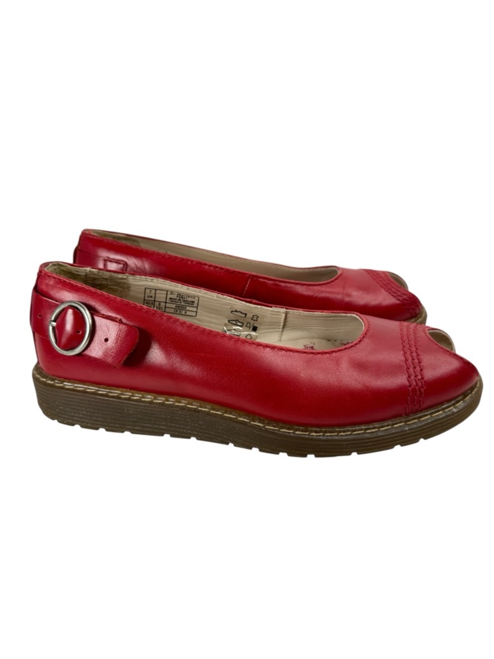 Dr Martens Pansy Mary Jane Red Leather Open Toe Rare Vintage Y2K Shoes 9